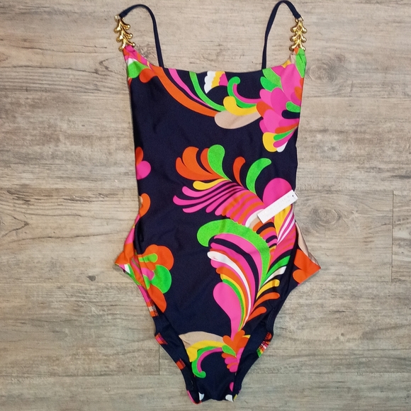 NWT TRINA TURK Twist Back One-Piece Swimsuit - Palms Paradise - Picture 3 of 4